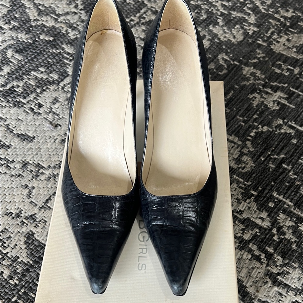 BCBGirls Black Crocodile Pattern Heels